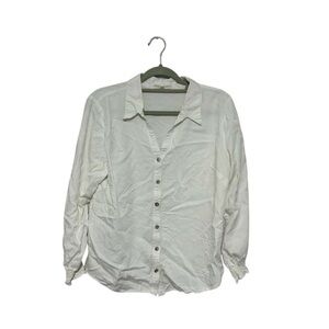 Madison + Hudson White Button Down Shirt Blouse Size Large